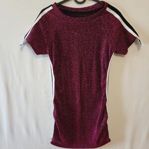 Magenta Metallic Mesh Sheer Sparkling Bodycon Mini Dress Size XS/S